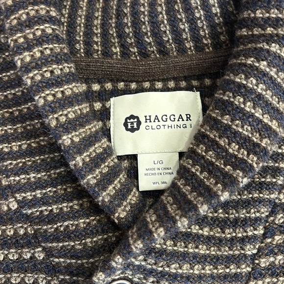 Haggar Quarter Button Sweater Sz L Lined Patten Casual Knit Pullover - Picture 4 of 7